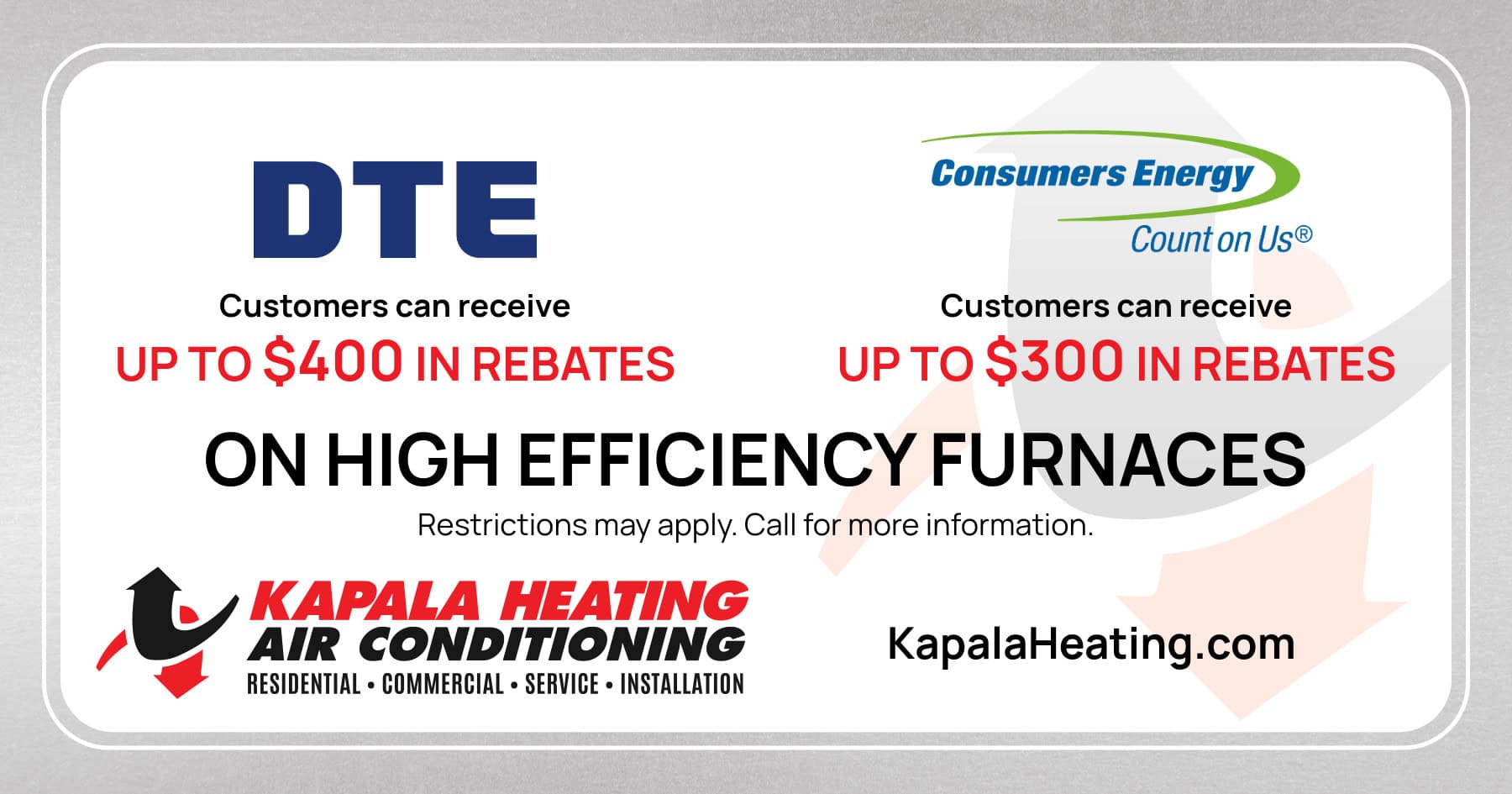 Coupon for DTE and Consumers Energy rebates.
